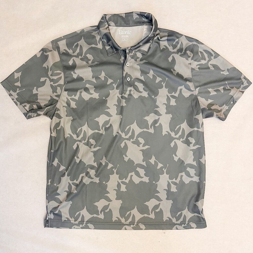 Etonic Golf Polo Shirt Mens Large Gray Contrast Camo Performance